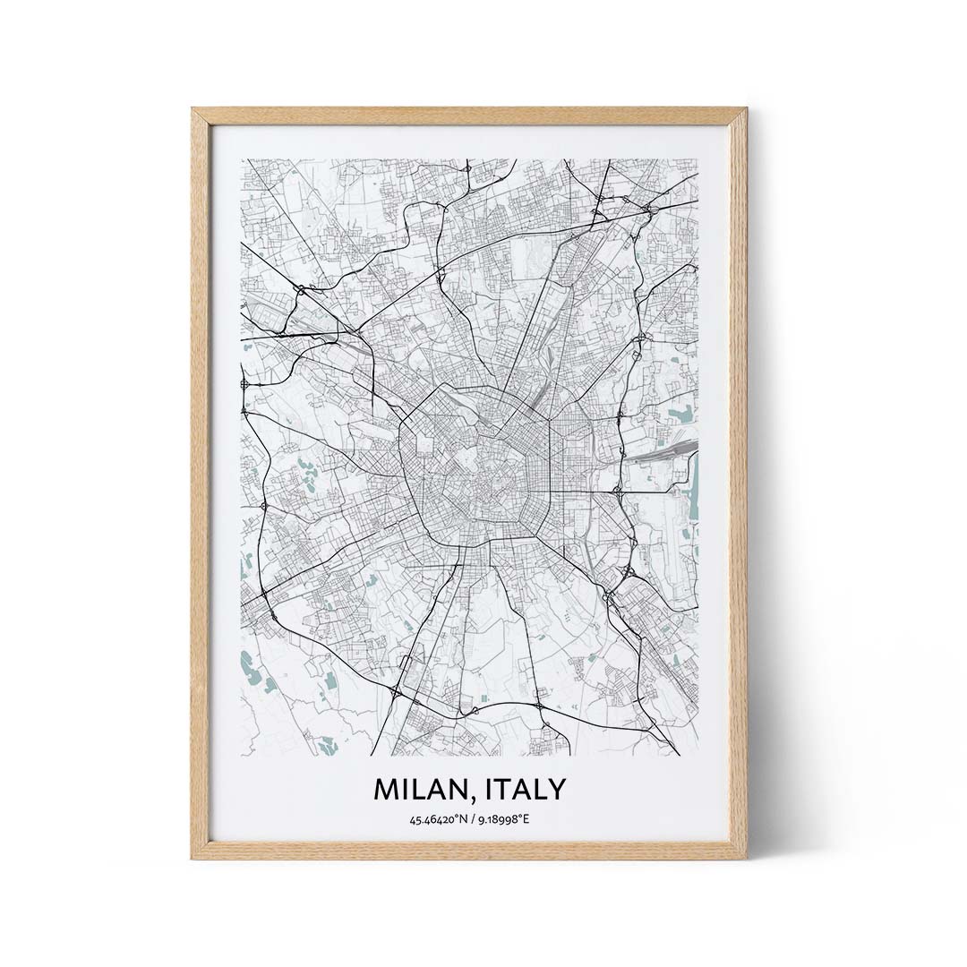 Poster con mappa di Milano