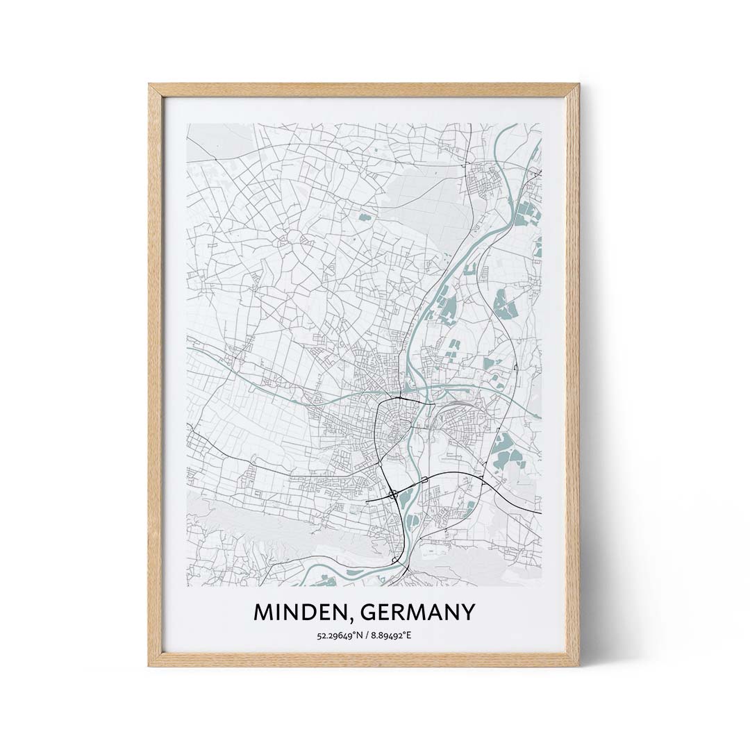 Poster con la mappa della città di Minden