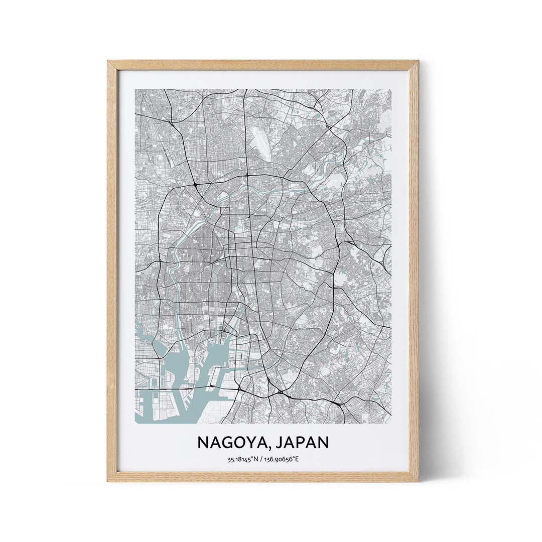 Nagoya city map poster