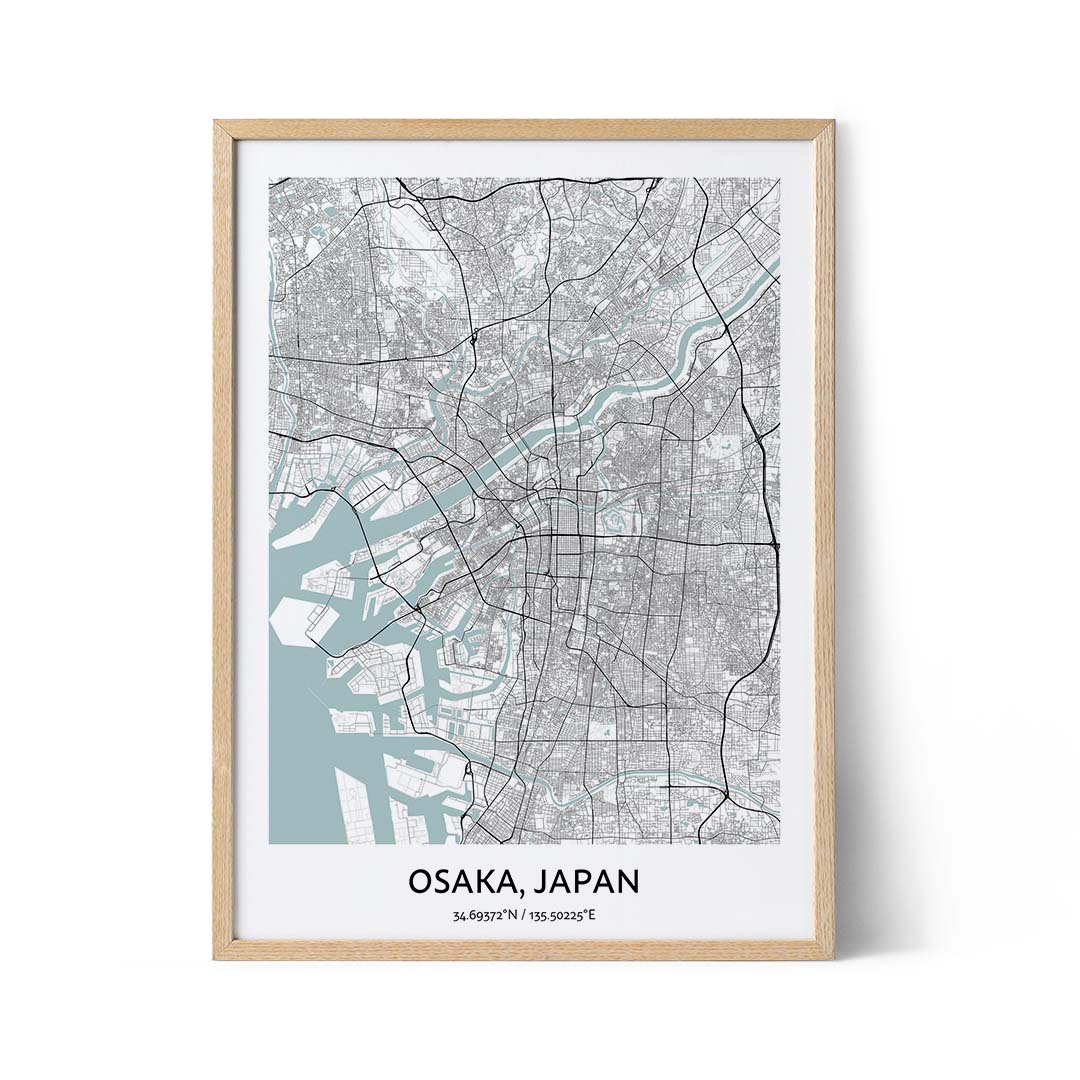 Poster con la mappa di Osaka