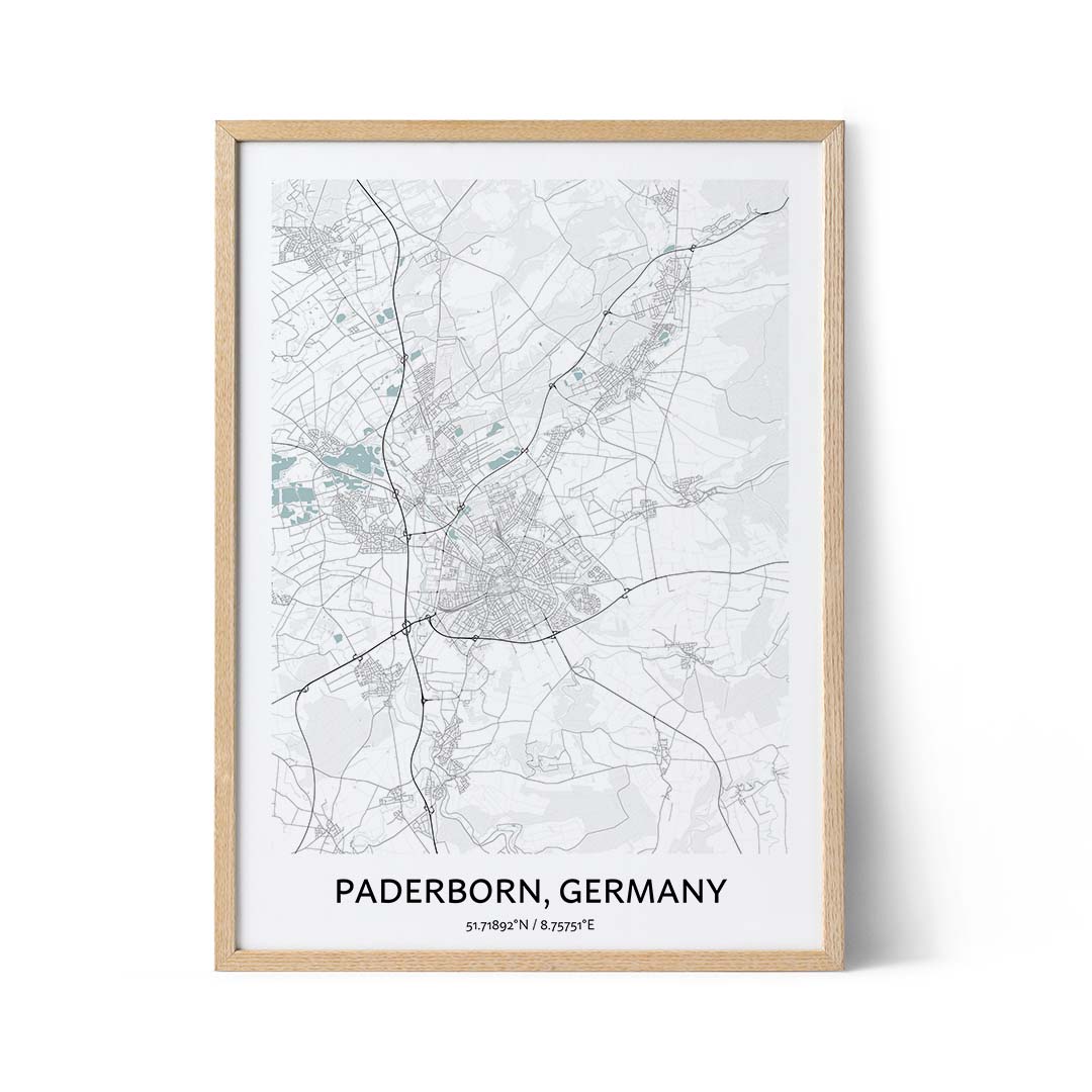 Poster con la mappa della città di Paderborn