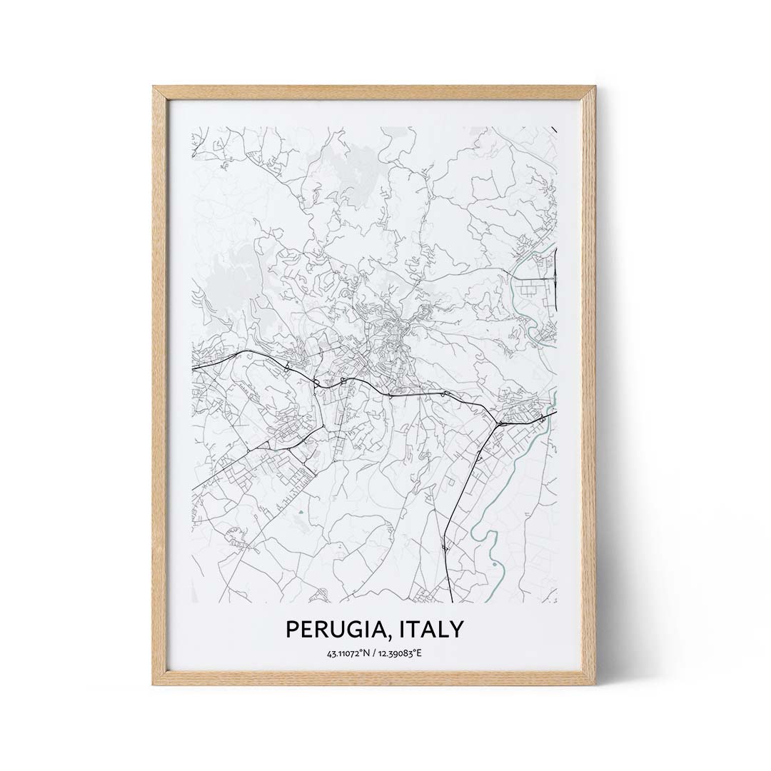 Perugia city map poster