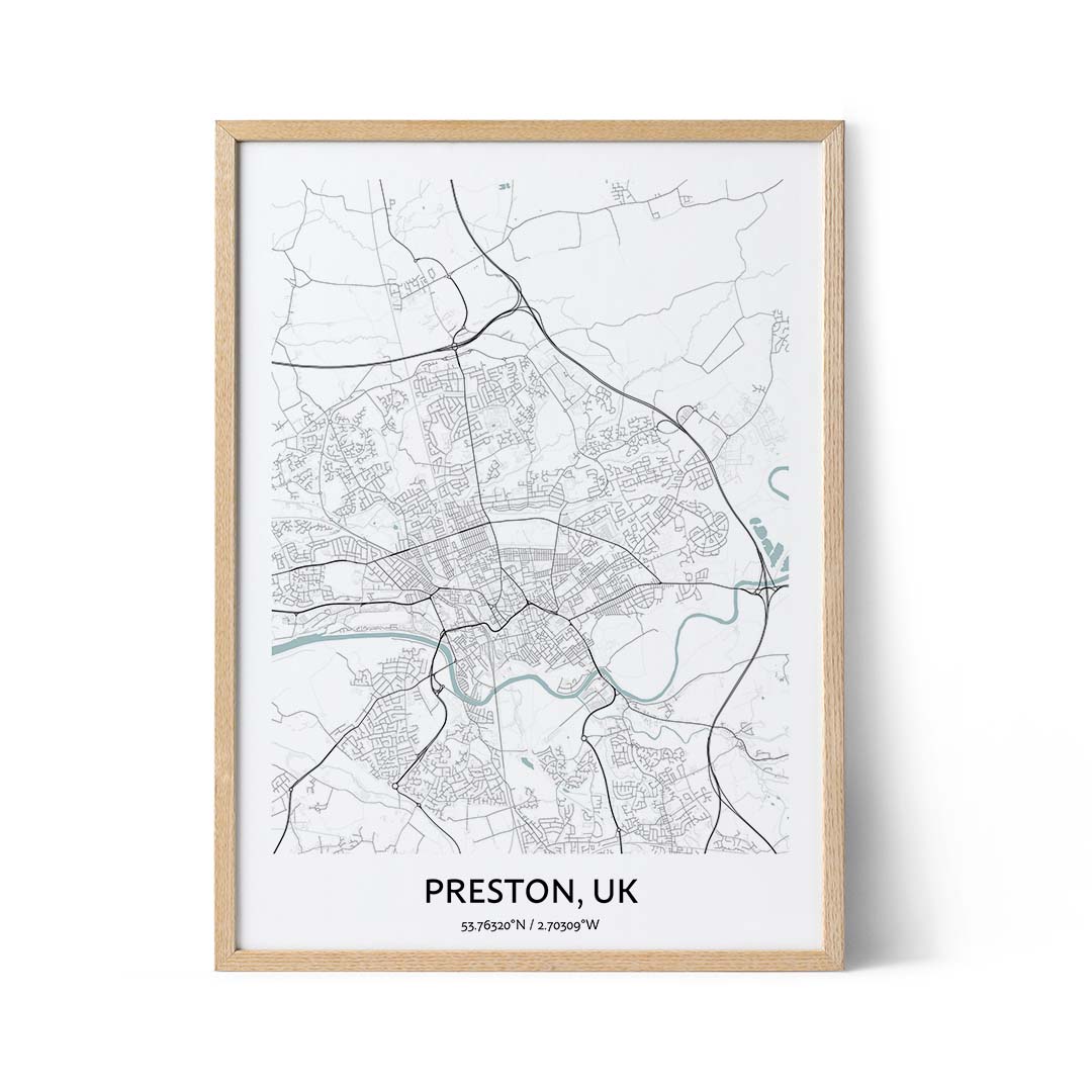 Preston city map poster
