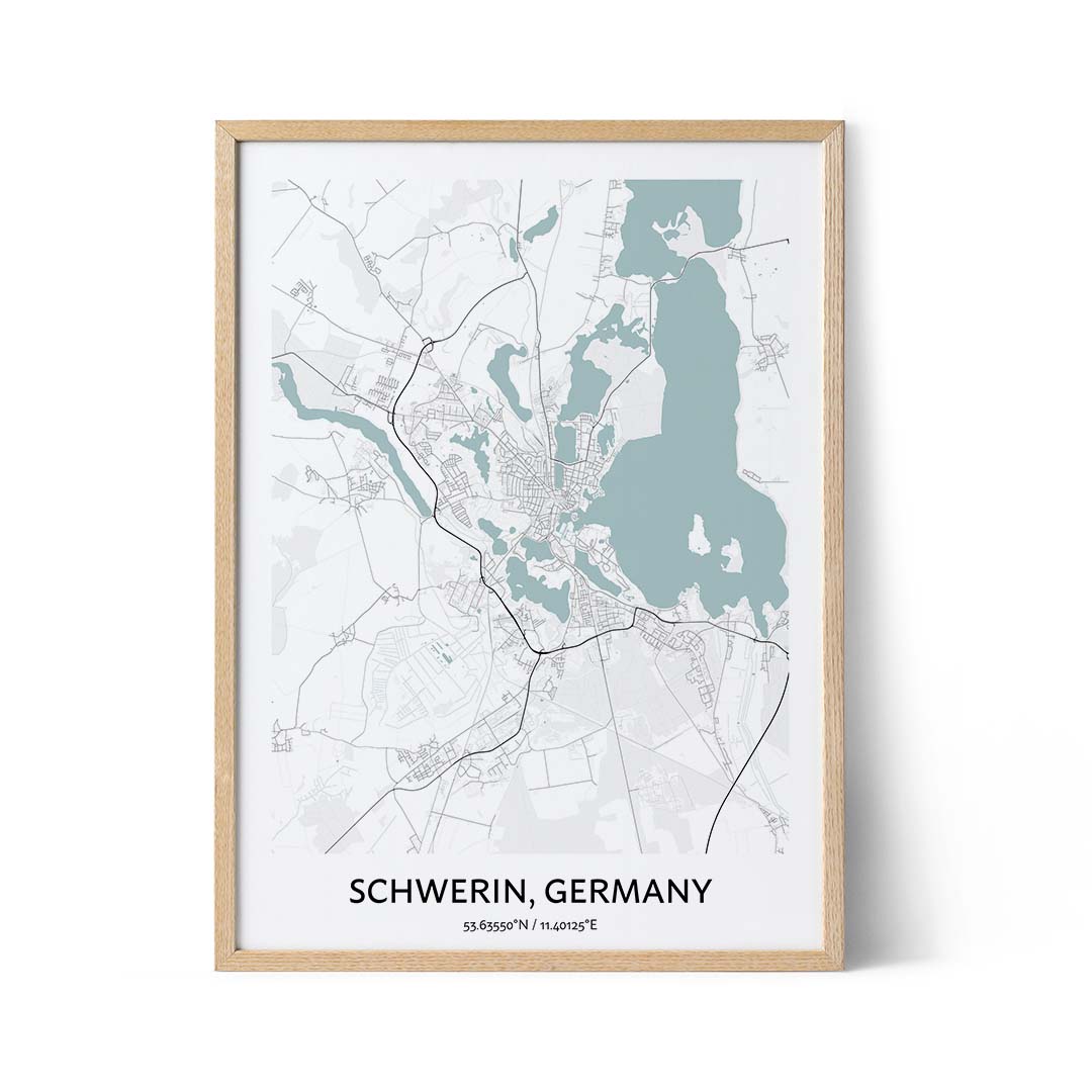 Poster della mappa di Schwerin