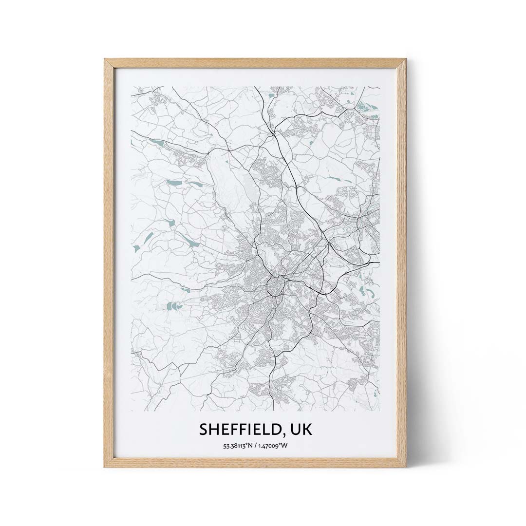Sheffield city map poster
