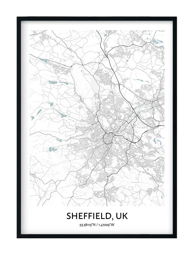 Sheffield Map Poster - Your City Map Art - Positive Prints