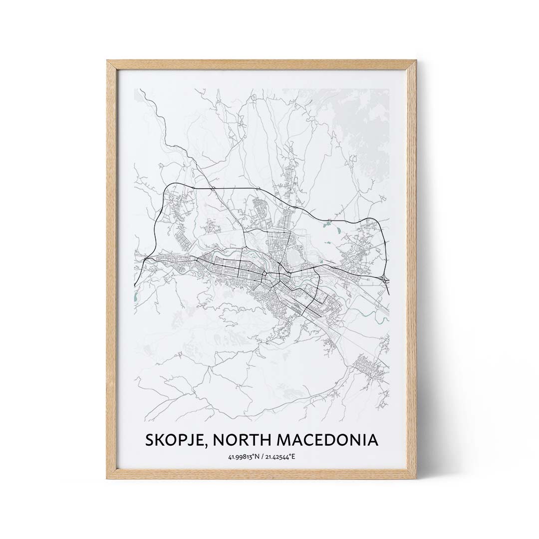 Skopje city map poster