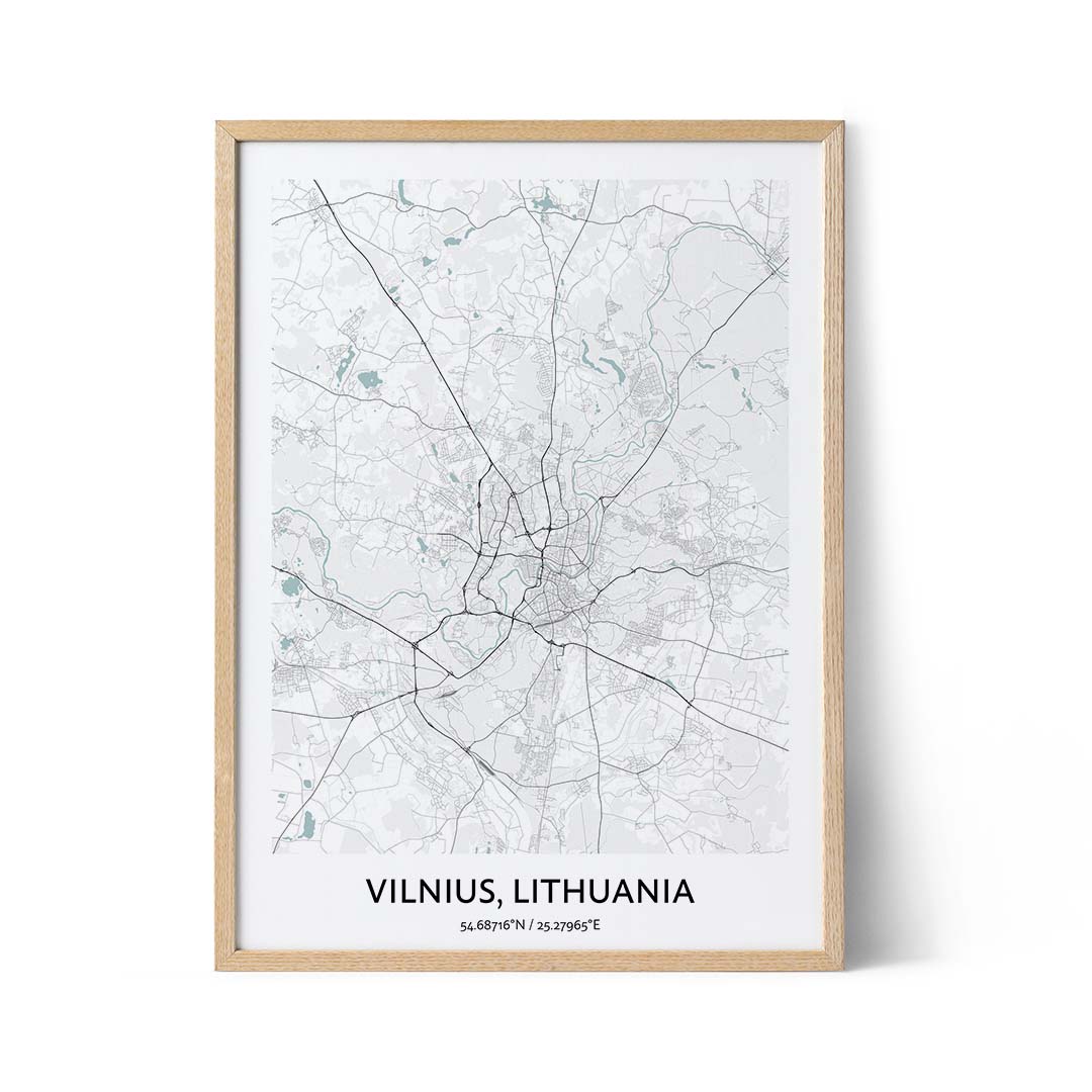 Vilnius city map poster