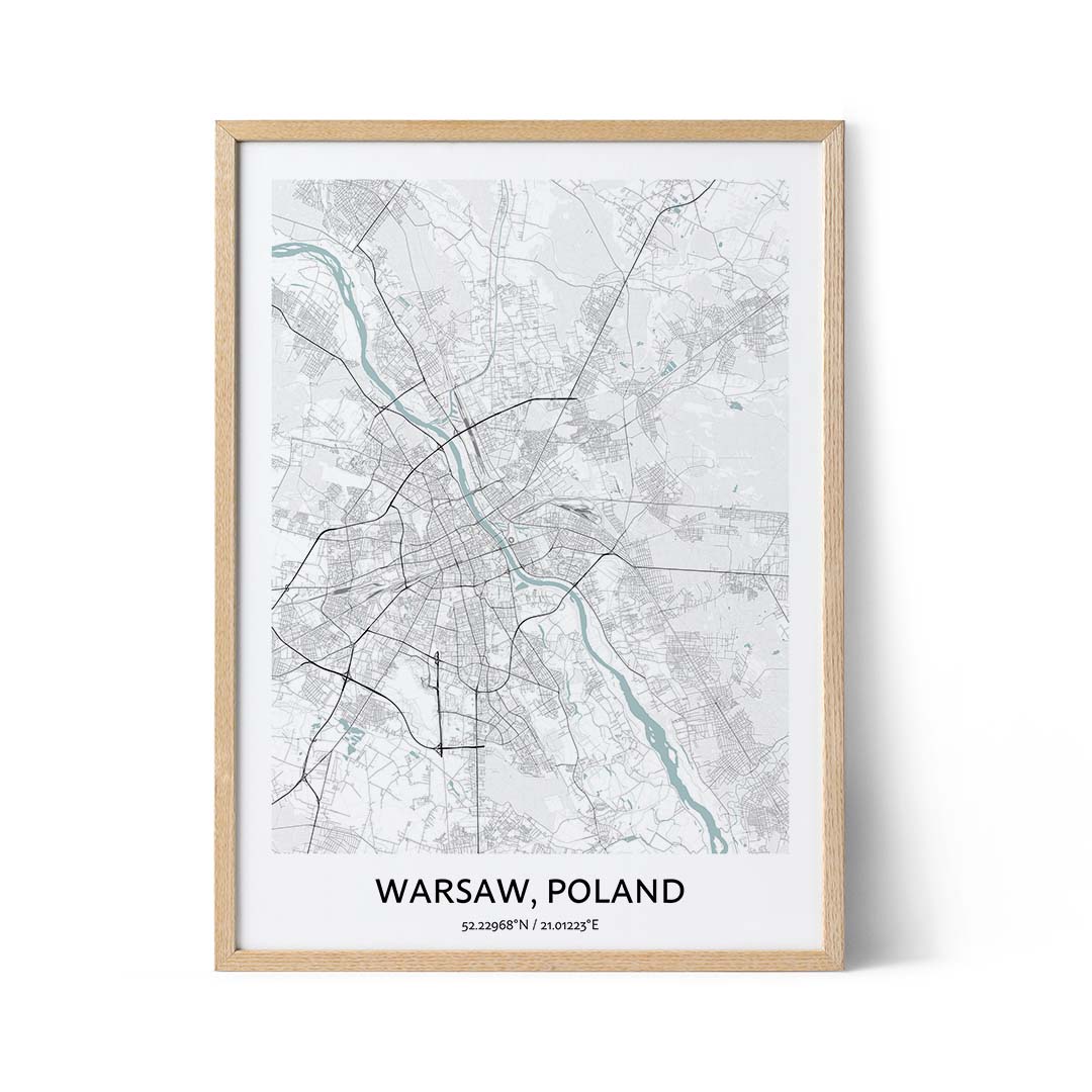 Warsaw city map poster