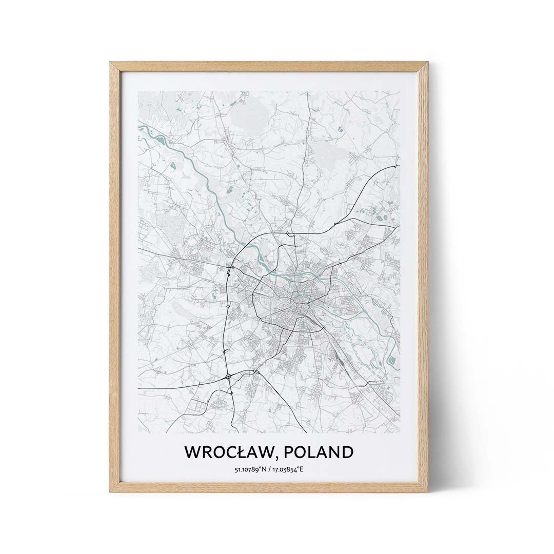 Wrocław city map poster