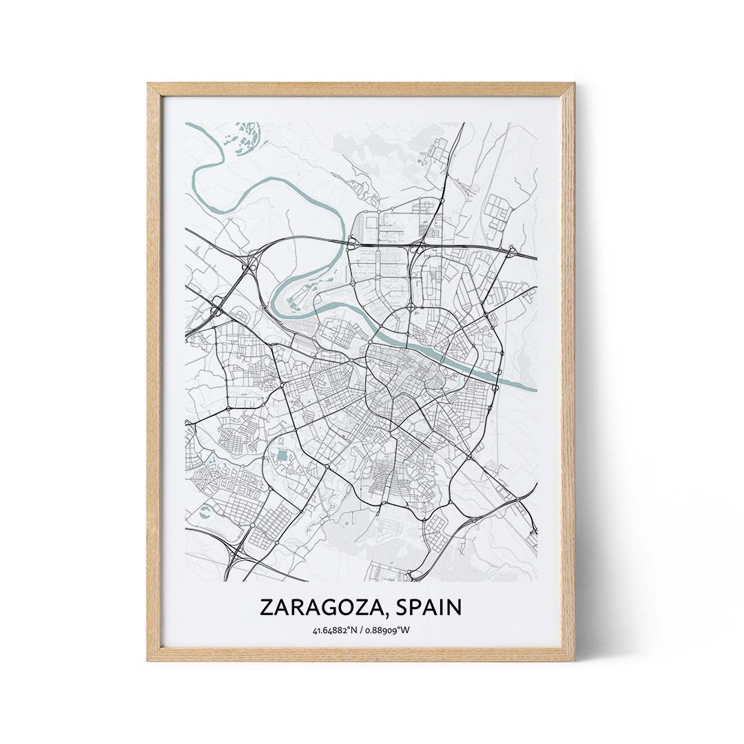 Zaragoza city map poster