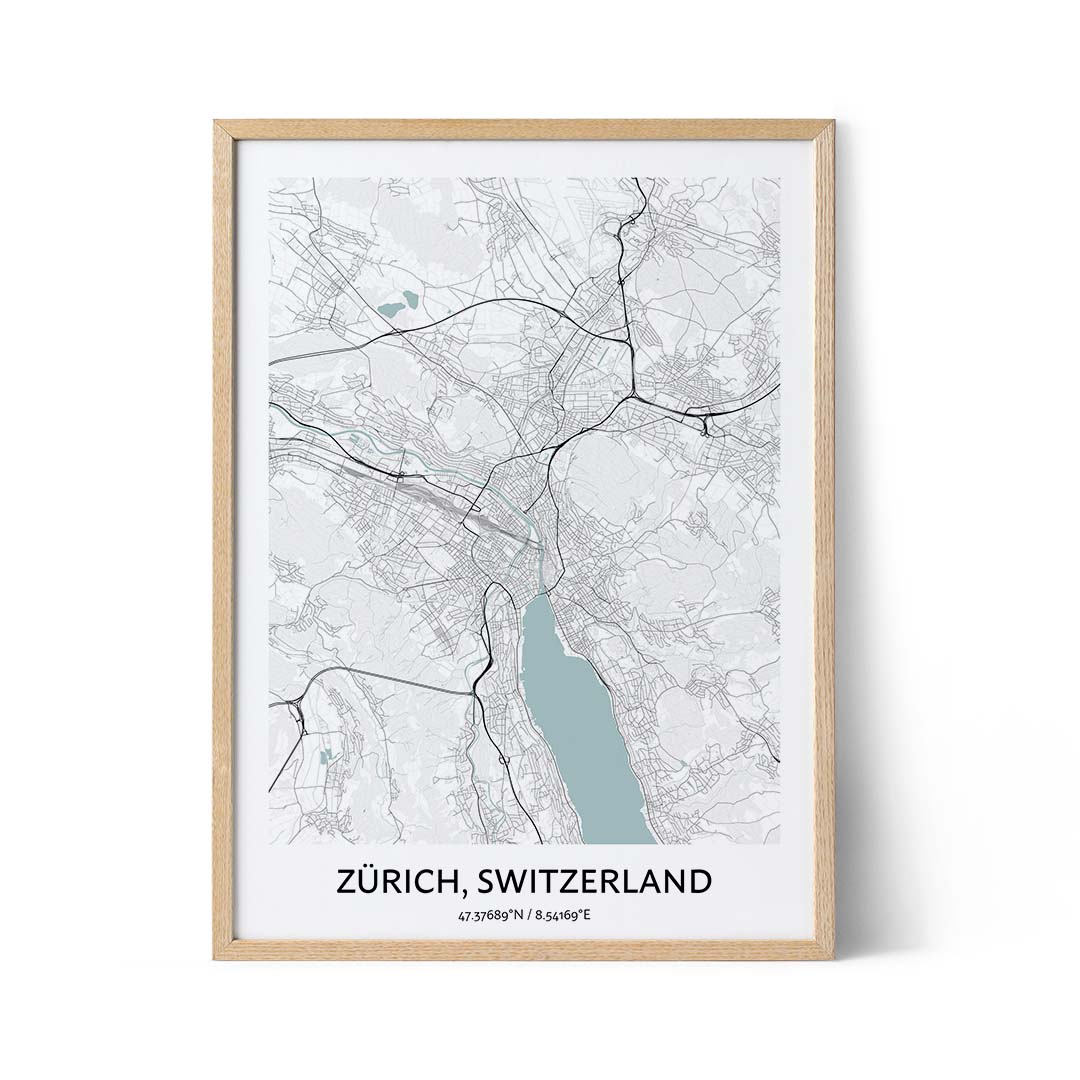 Zurich city map poster