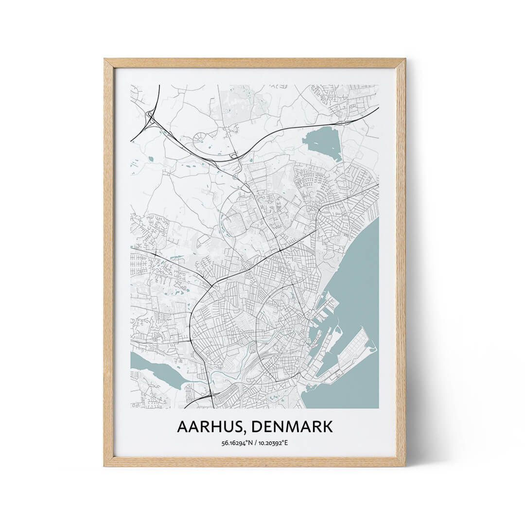Aarhus city map poster