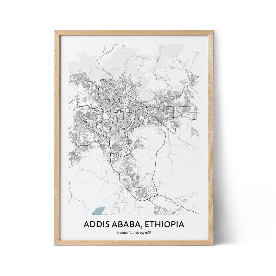 Addis Ababa city map poster