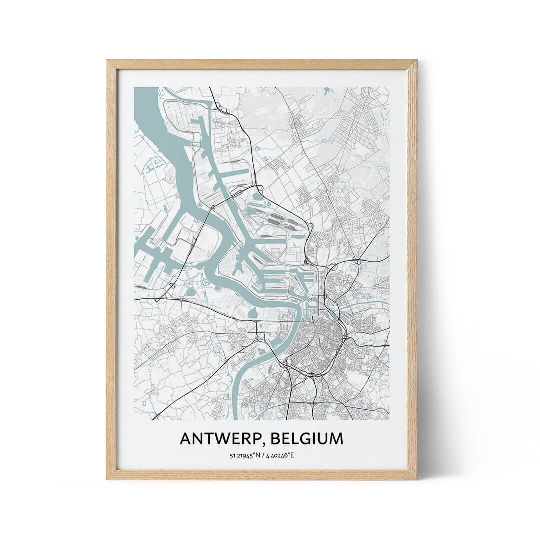 Antwerp city map poster