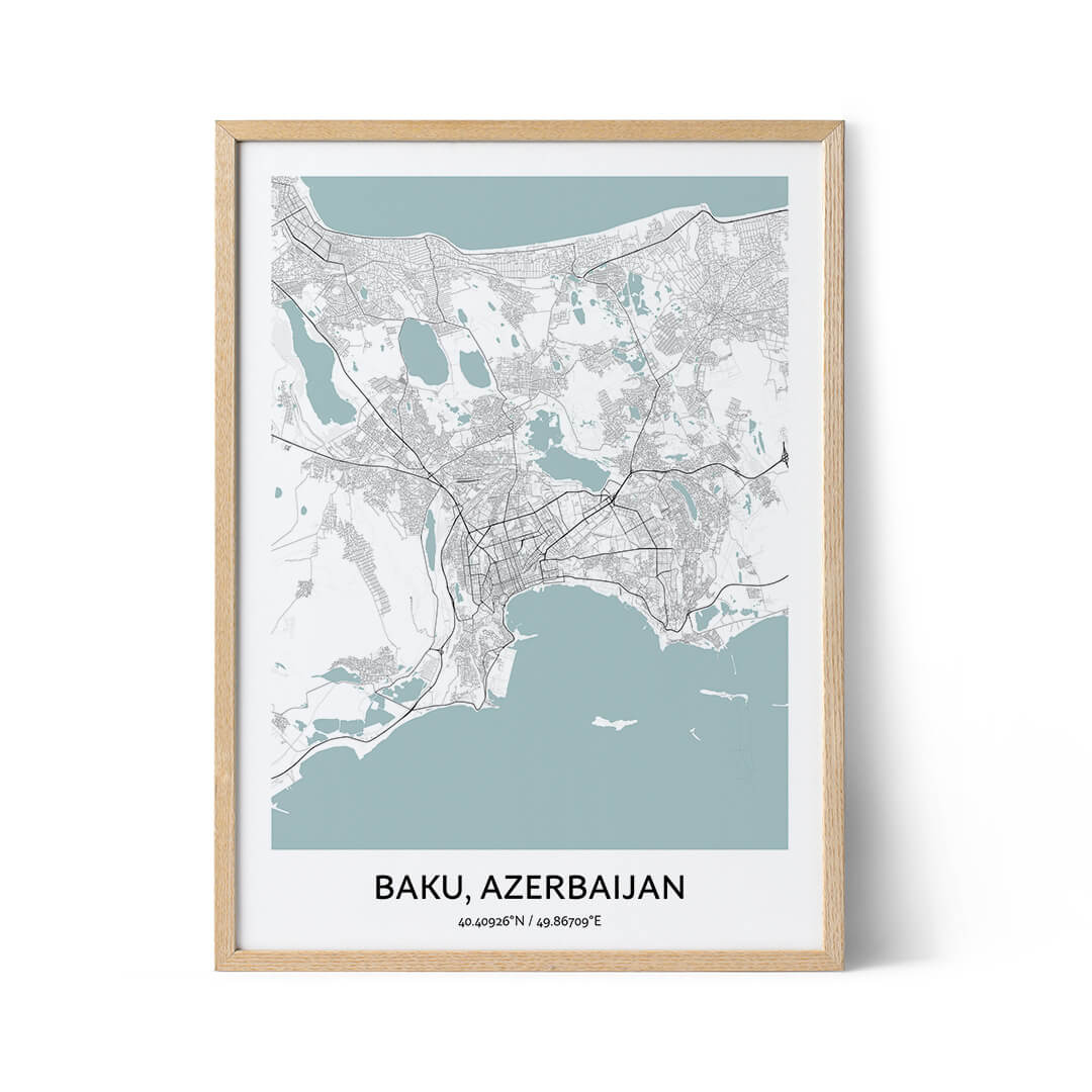 Baku city map poster