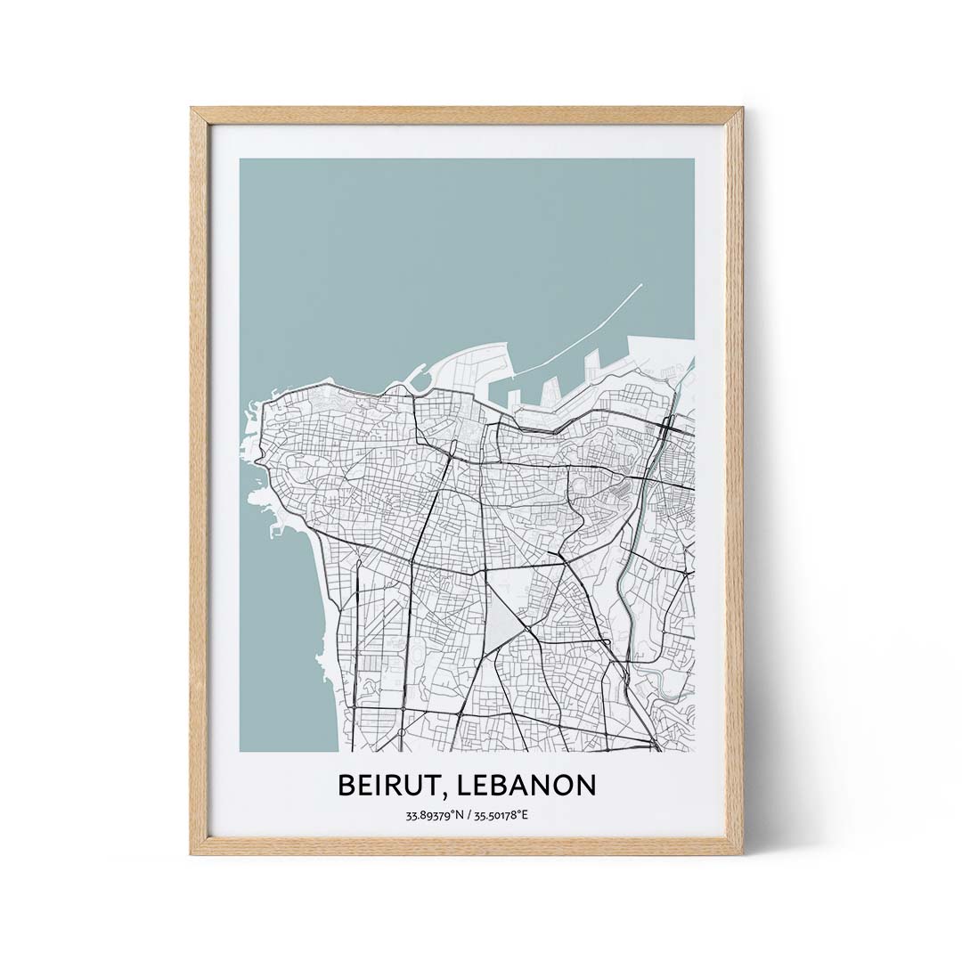 Beirut city map poster