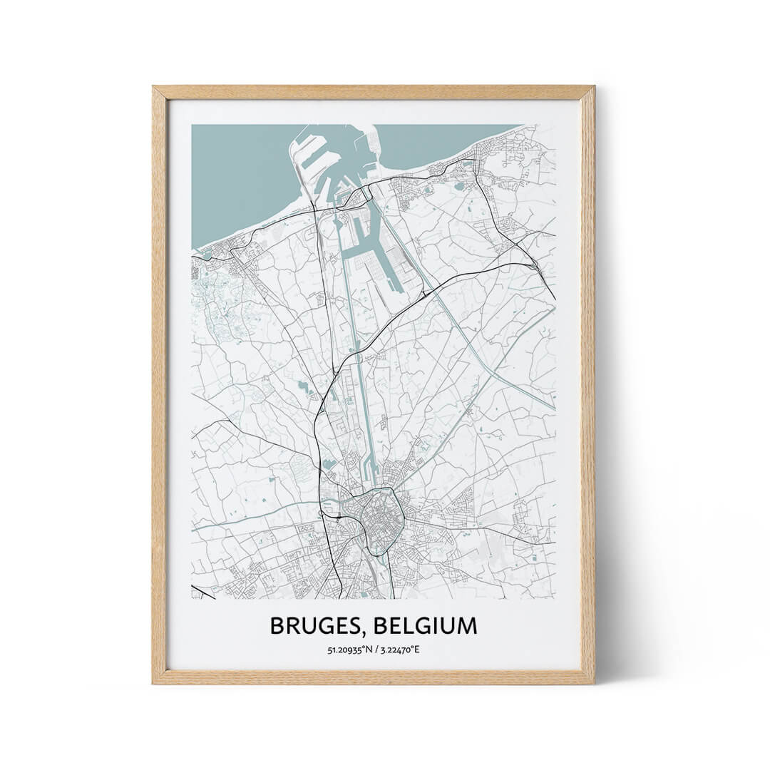 Bruges city map poster