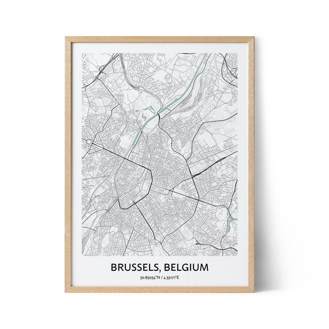 Brussels city map poster