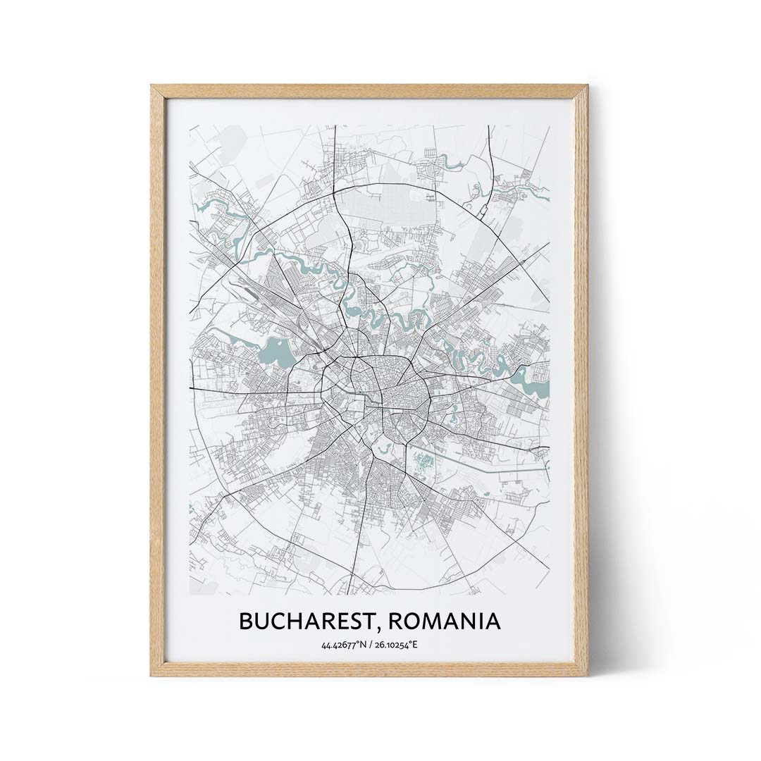 Bucharest city map poster