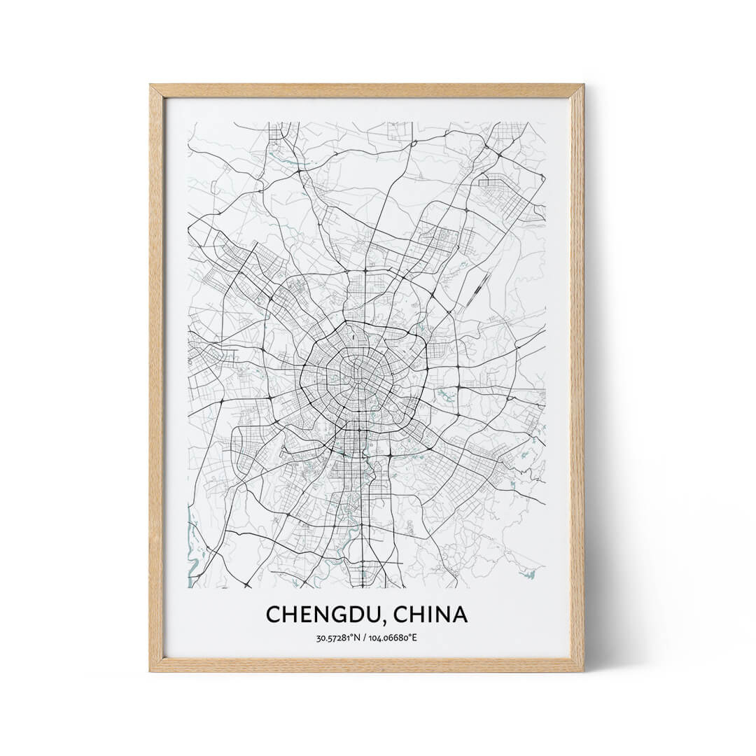 Affiche du plan de la ville de Chengdu