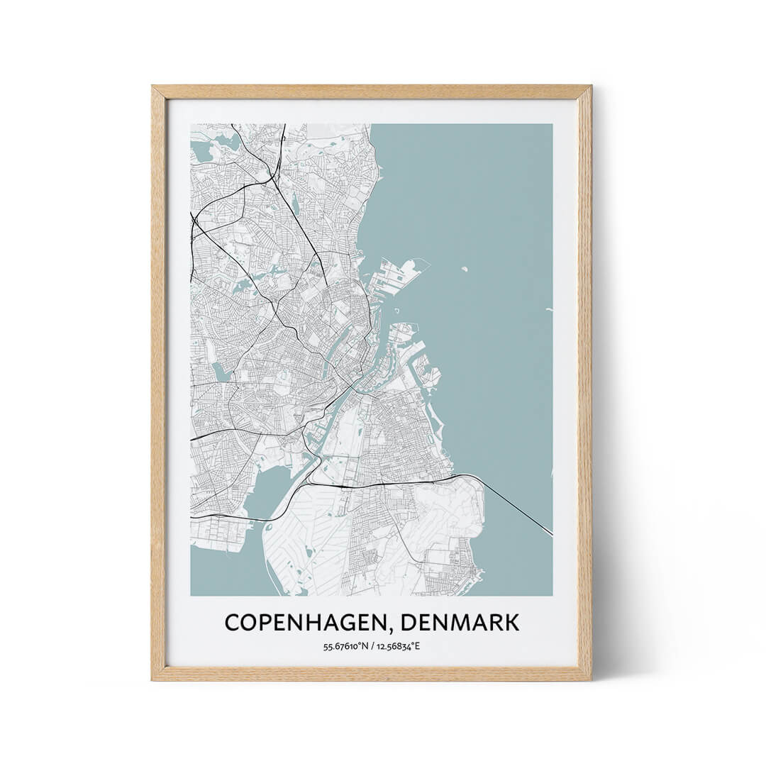 Copenhagen city map poster