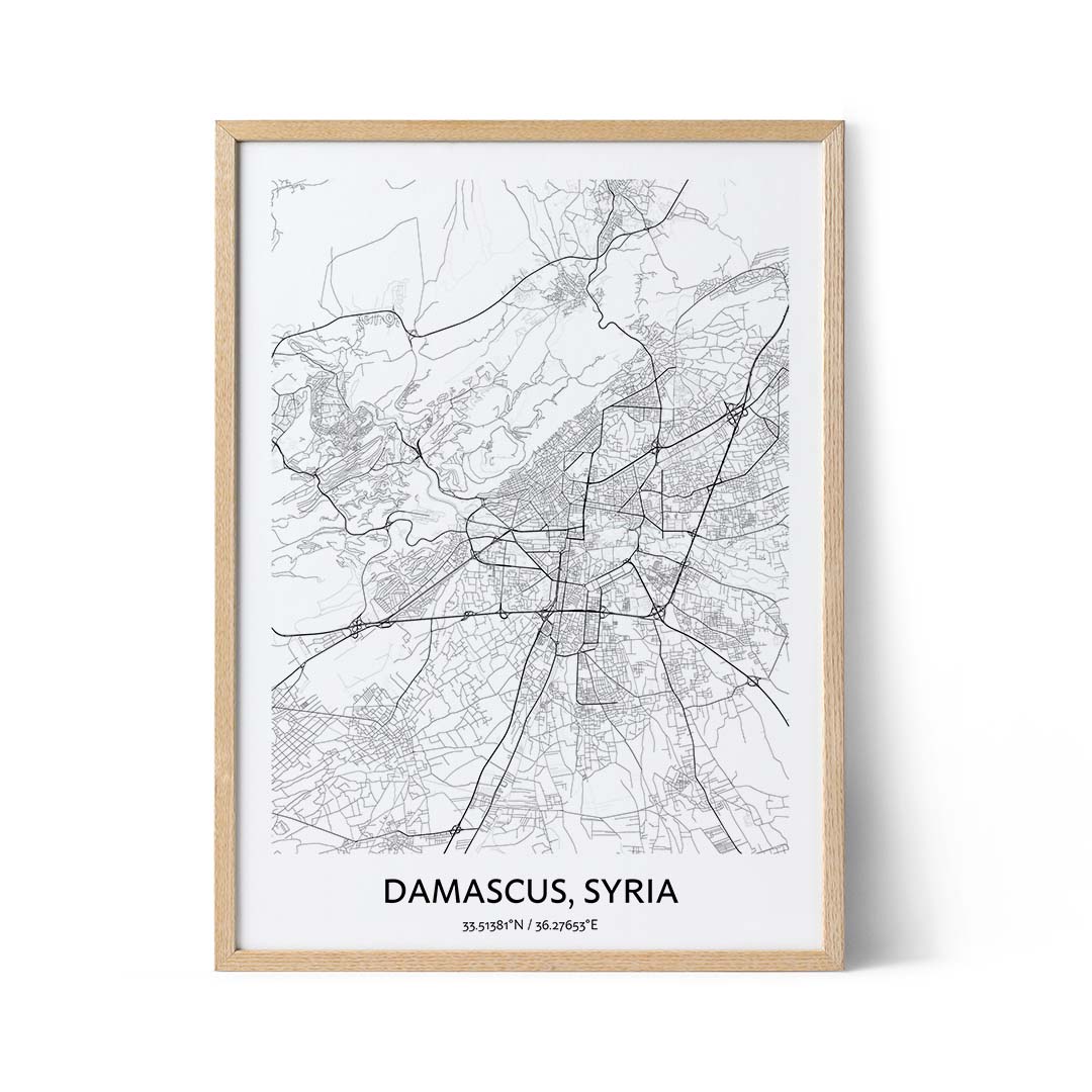 Damascus city map poster