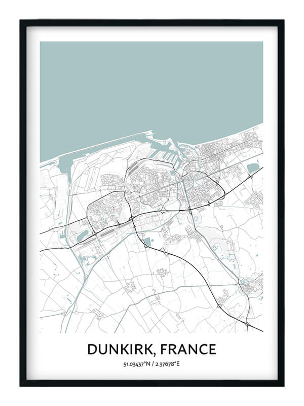Dunkirk Map Poster Your City Map Art Positive Prints