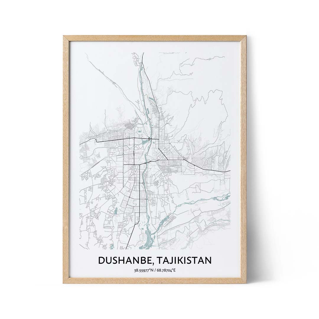 Dushanbe city map poster