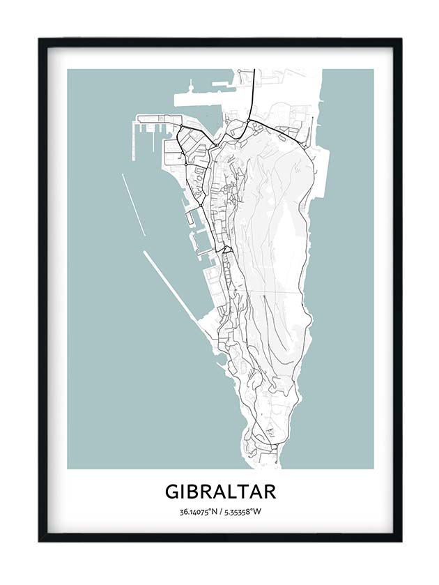 Gibraltar Map Poster - Your City Map Art - Positive Prints
