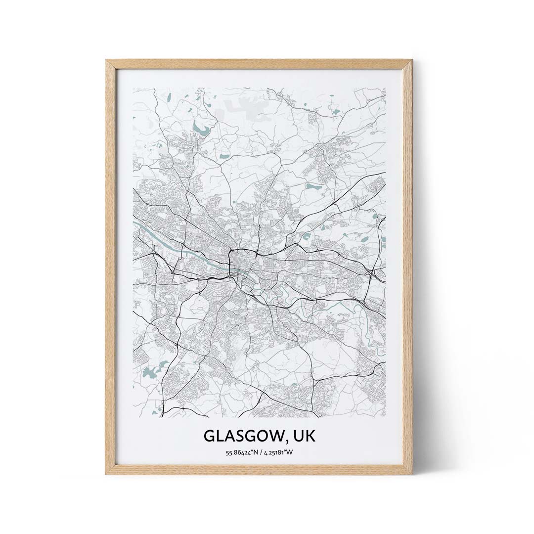Affiche du plan de la ville de Glasgow