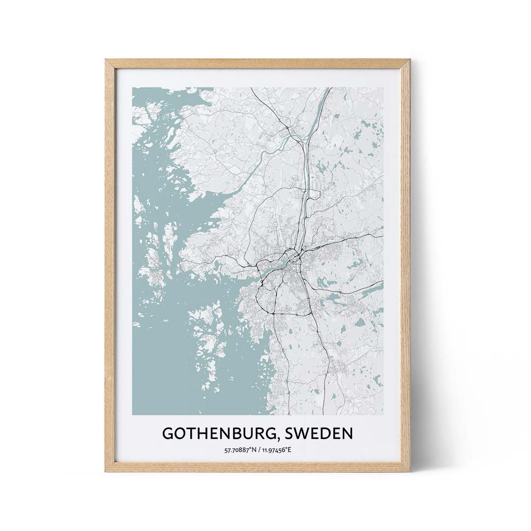 Affiche du plan de la ville de Göteborg