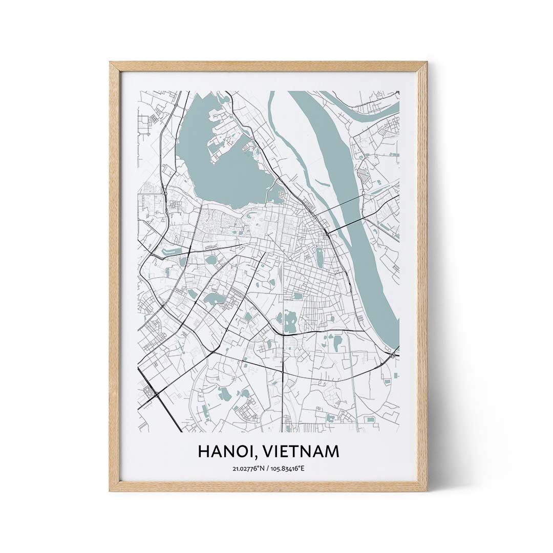 Hanoi stadsplattegrond poster