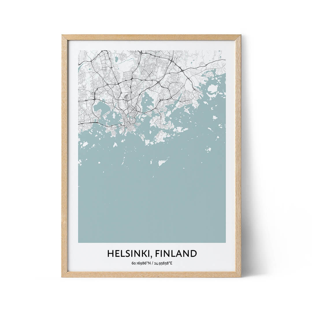 Affiche du plan de la ville d'Helsinki