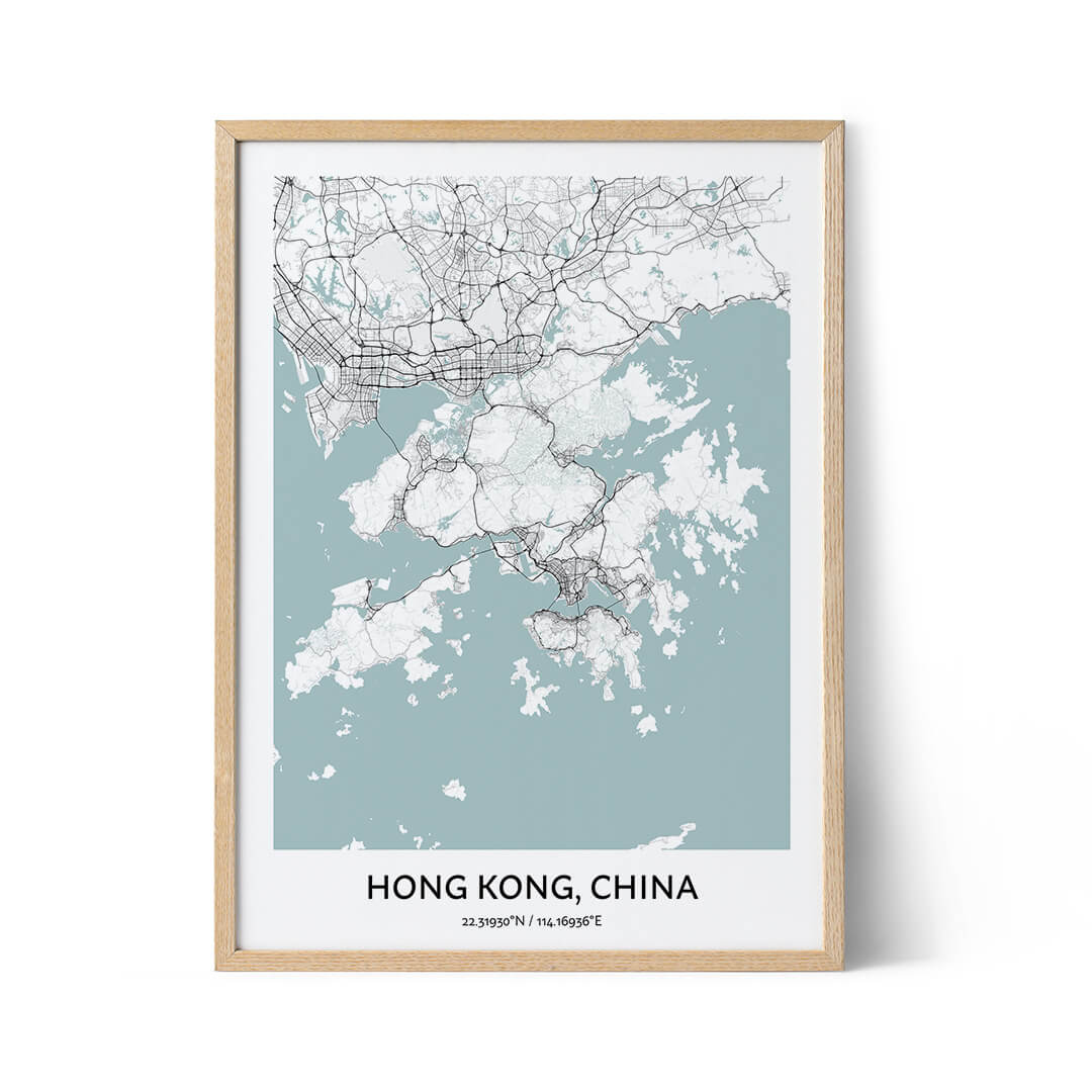 Hong Kong city map poster