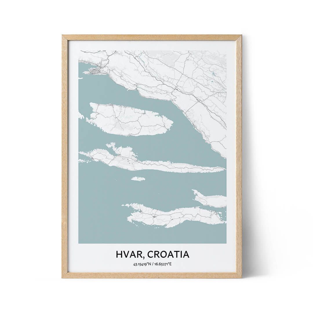 Affiche du plan de la ville de Hvar