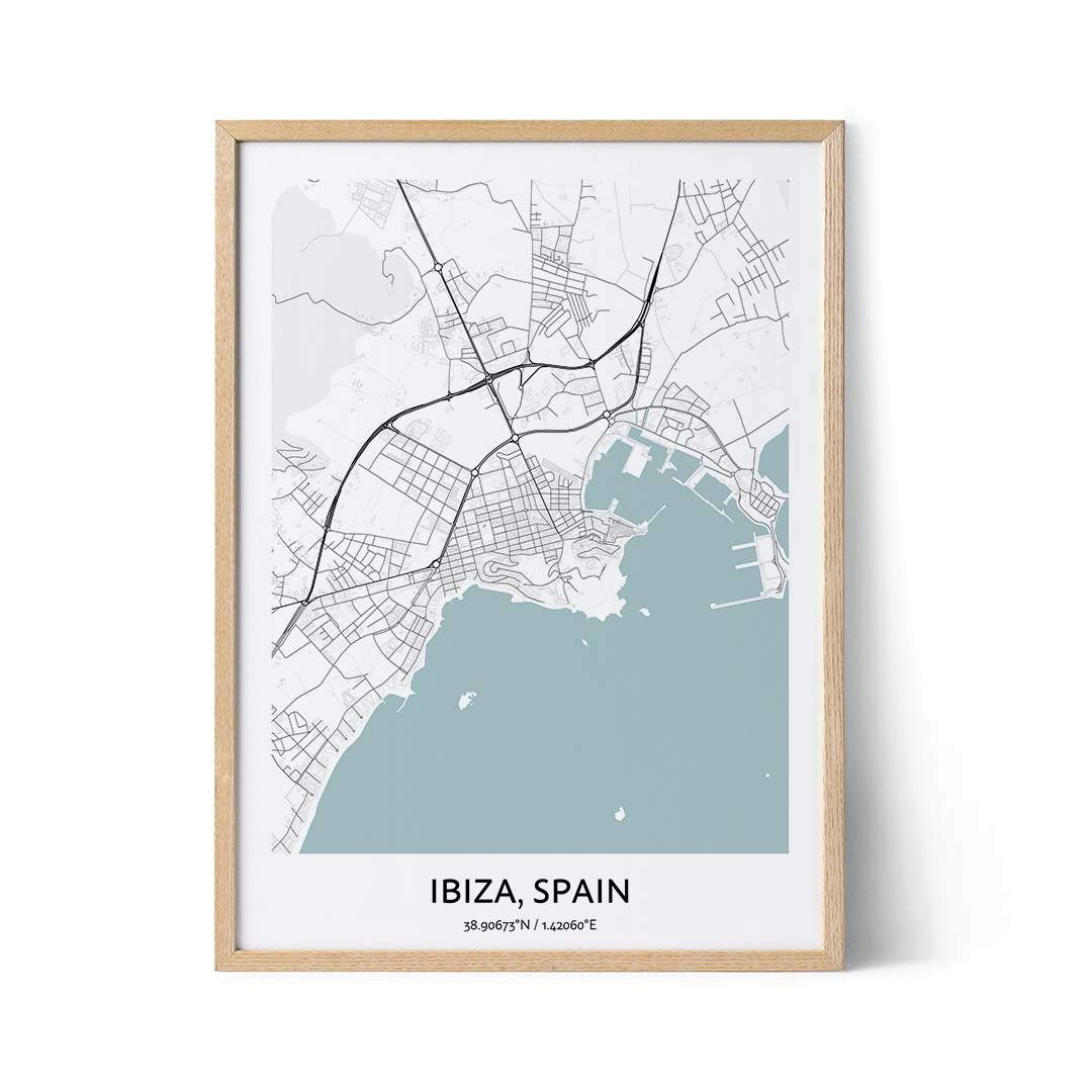 Ibiza city map poster