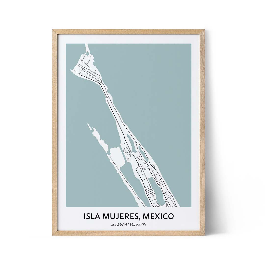Isla Mujeres city map poster