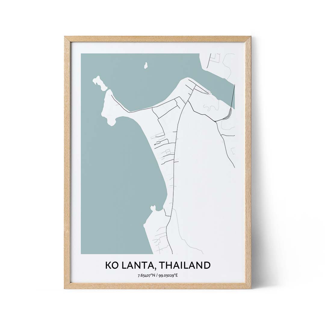 Ko Lanta city map poster