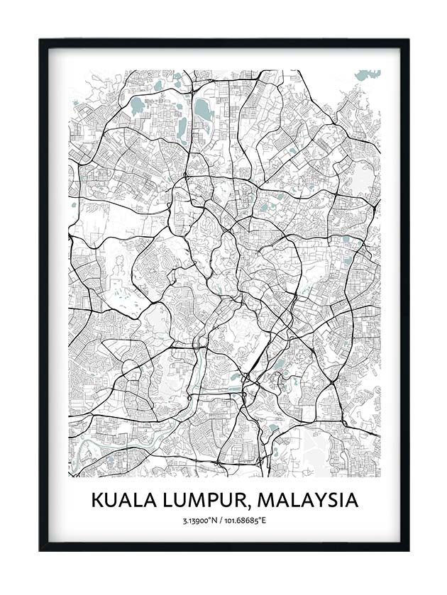 Kuala Lumpur Map Poster - Your City Map Art - Positive Prints