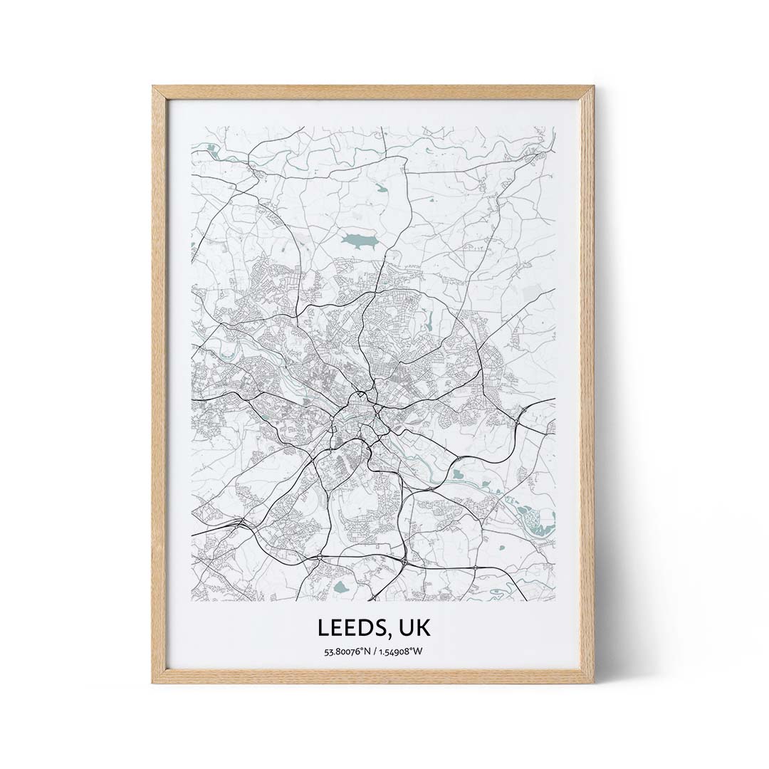 Leeds city map poster