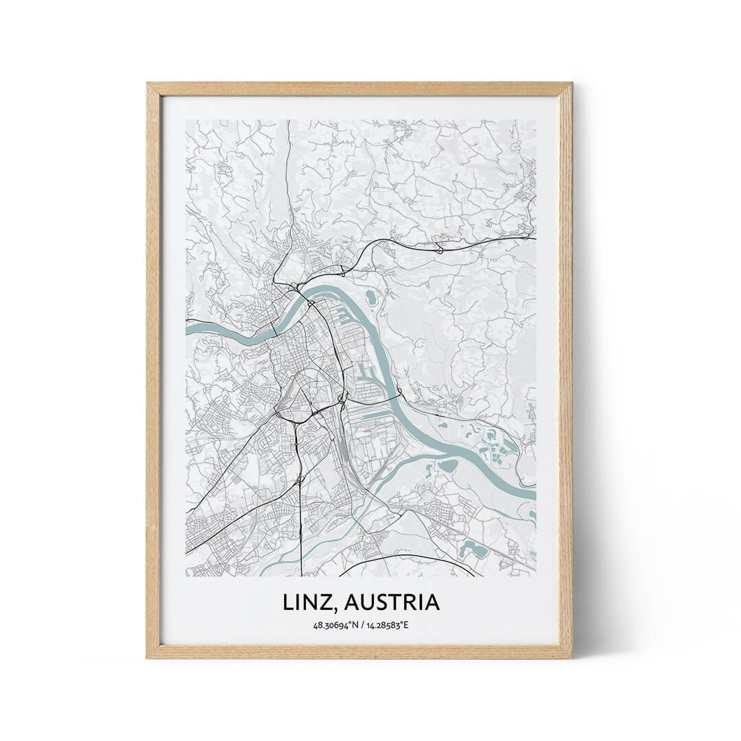 Linz city map poster