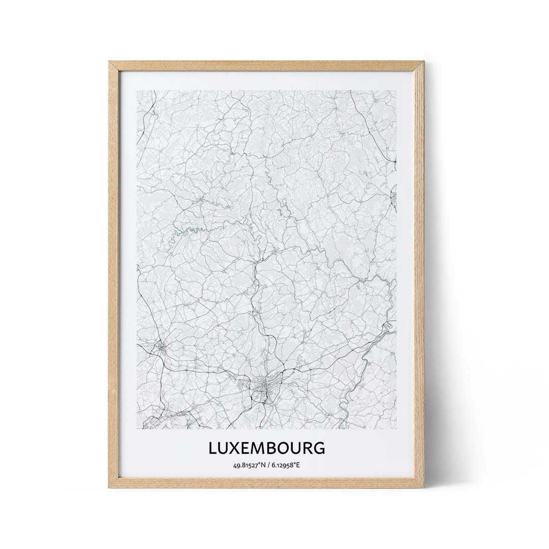 Poster con la mappa della città di Lussemburgo