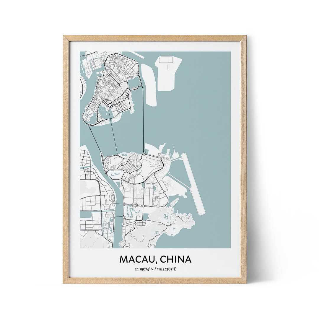 Poster con la mappa della città di Macao