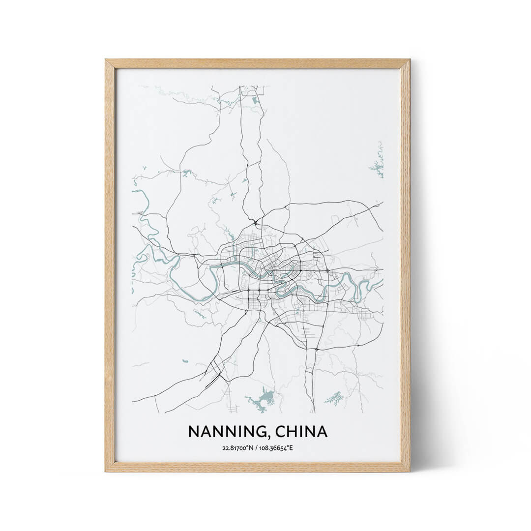 Nanning city map poster