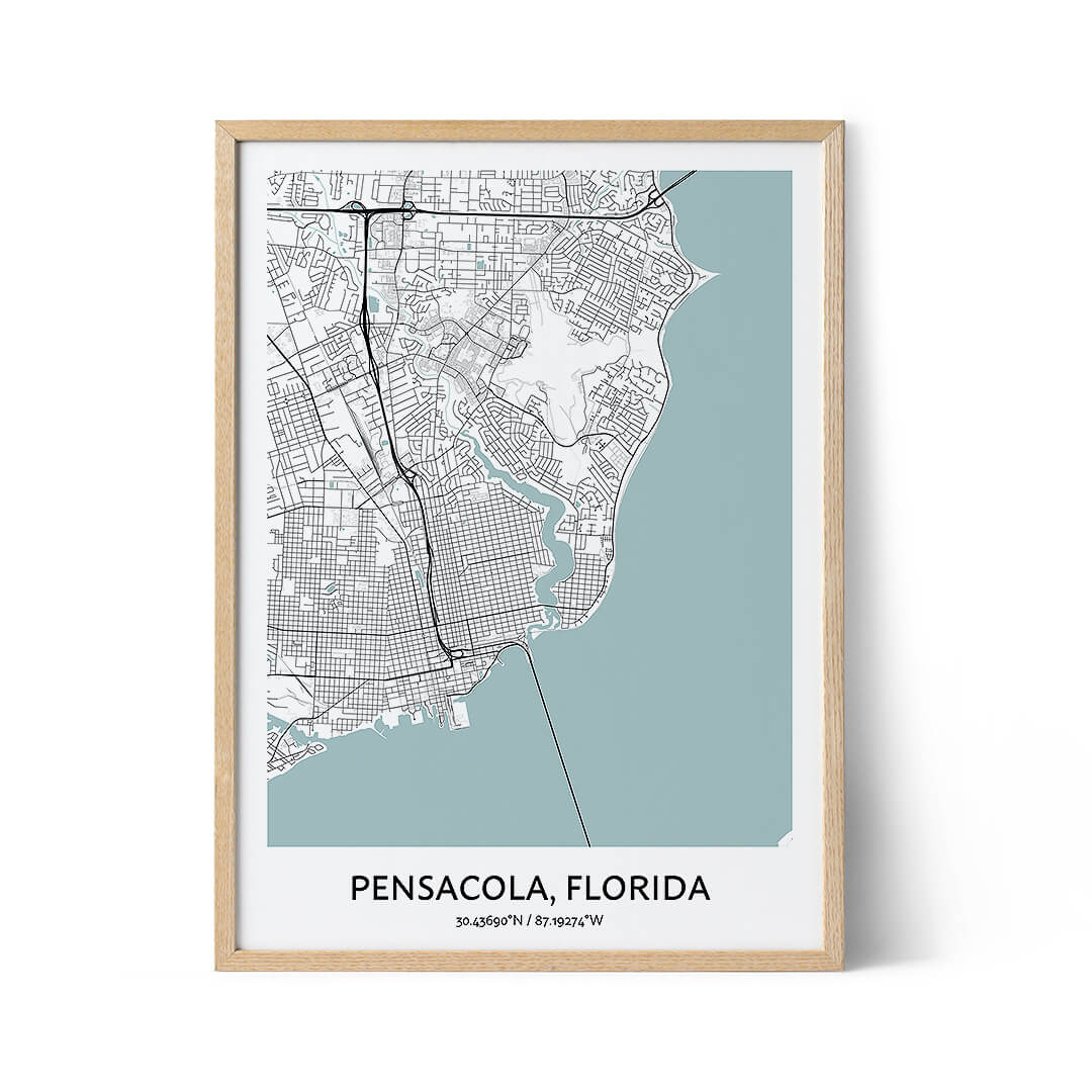 Pensacola city map poster