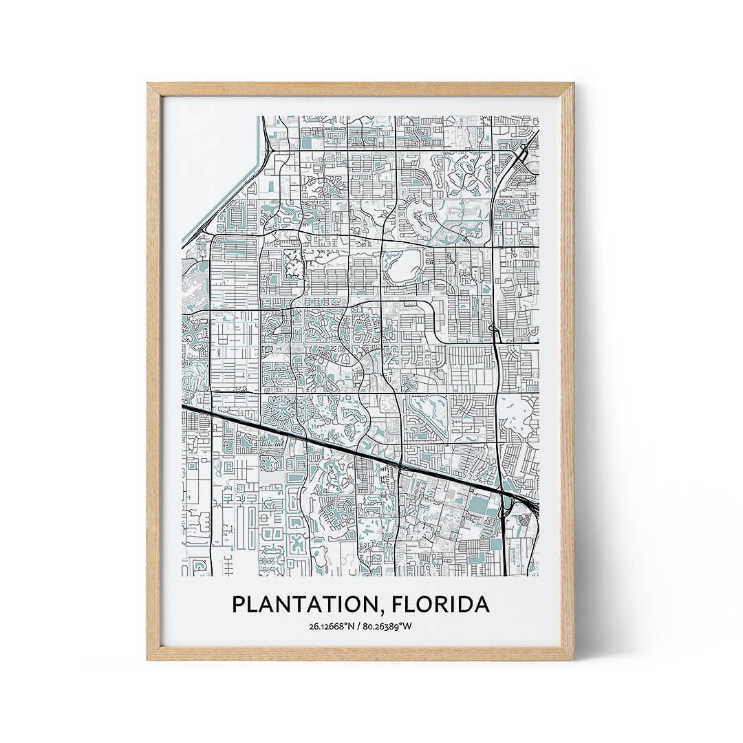 Plantation city map poster