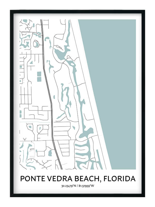 Ponte Vedra Beach Map Poster Your City Map Art Positive Prints