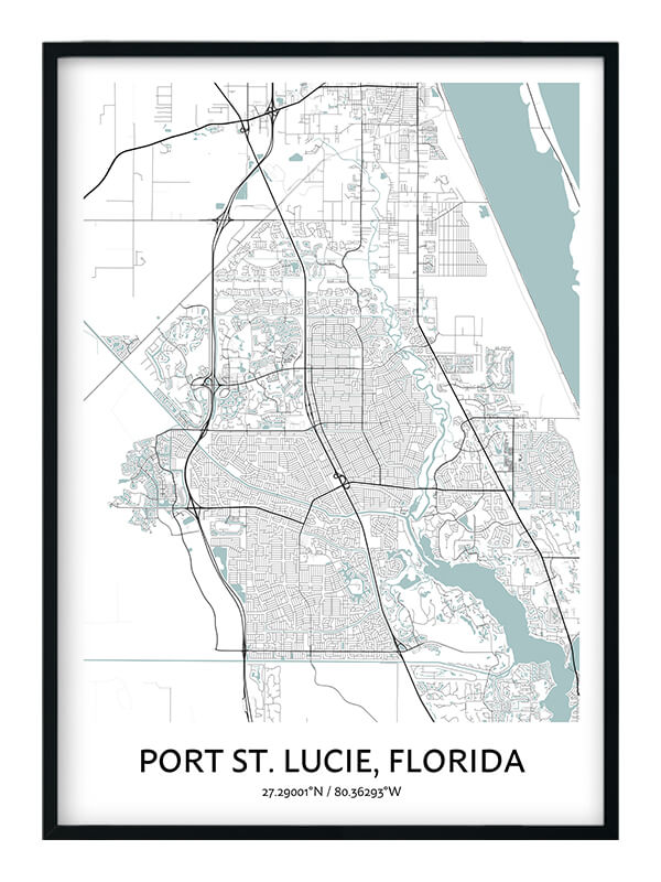 Port St Lucie Map Poster Your City Map Art Positive Prints   Port St. Lucie 