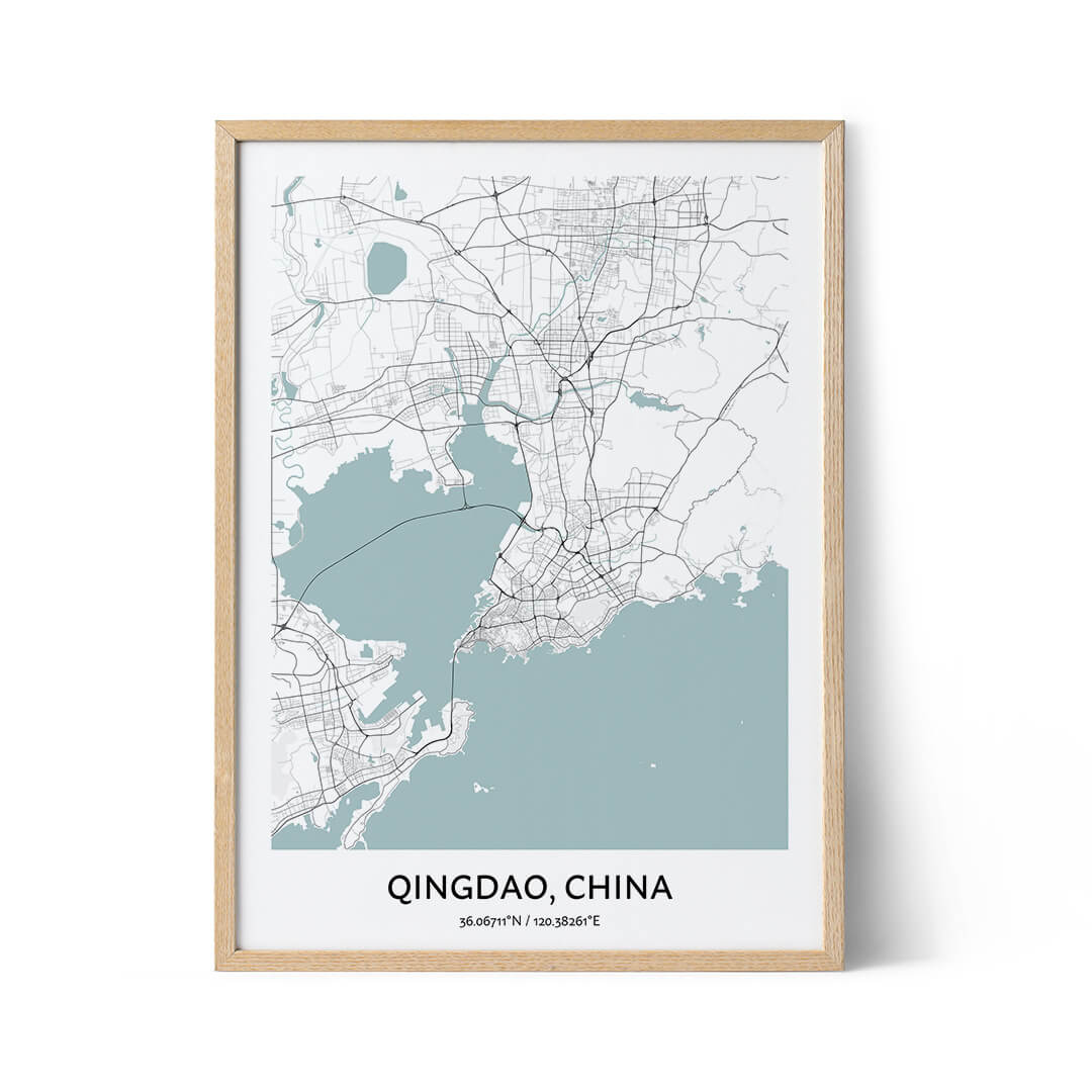 Qingdao city map poster